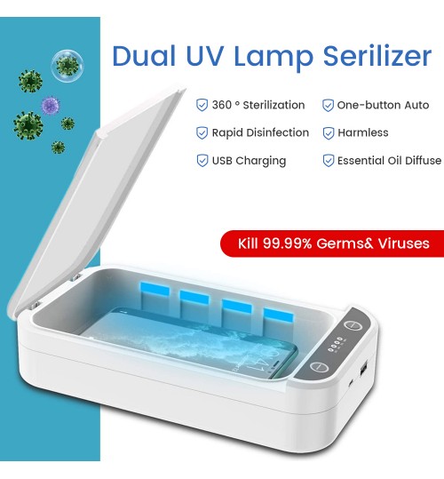 UV Mobile Phone Sterilizer, Portable Mobile Phone Sterilizer, With USB Charging, Suitable For IOS Android Smart Phone Jewelry Watch Button White